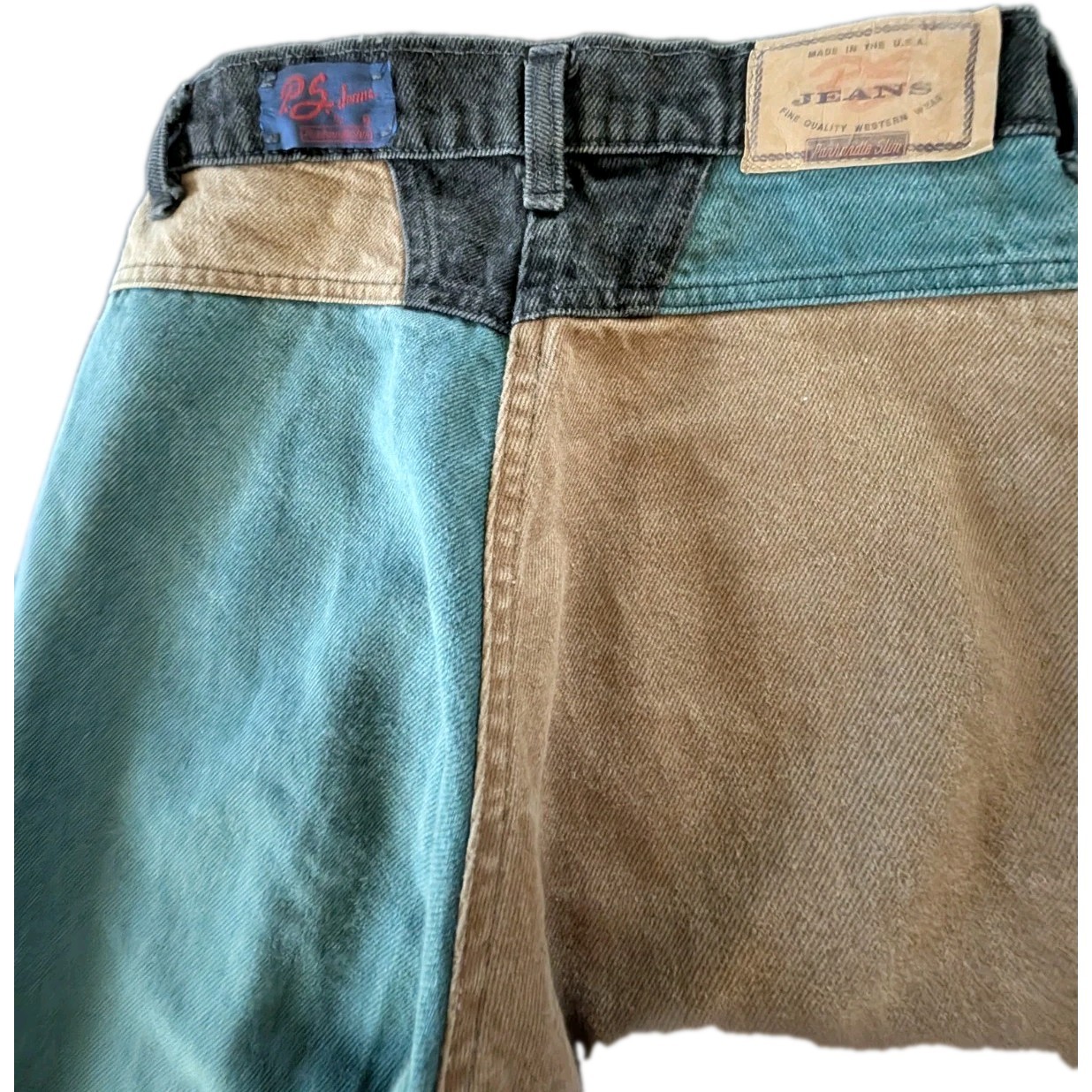 Vintage USA 80’s-90’s Panhandle Slim Colorblock Denim Jeans 100% Cotton RARE!!