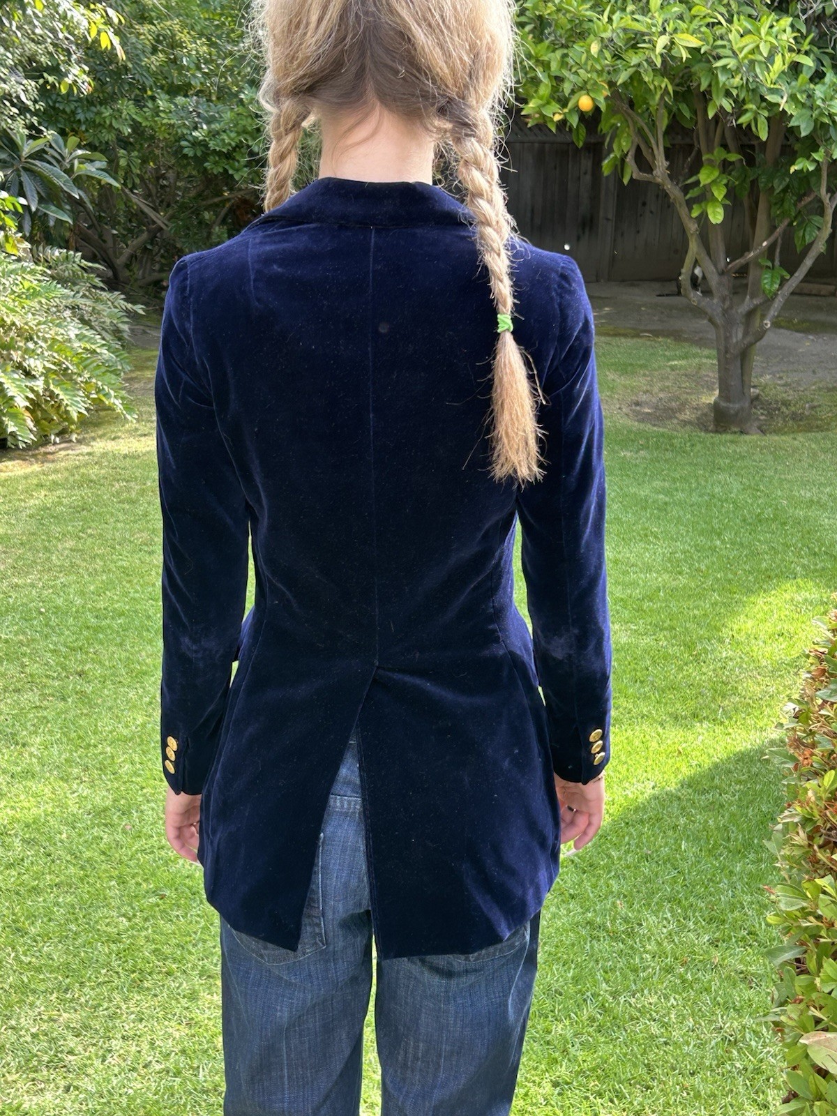 Vtg 70s Leon Block XS Riding Coat Jacket Blazer Velvet Sexy Blue Equestrian