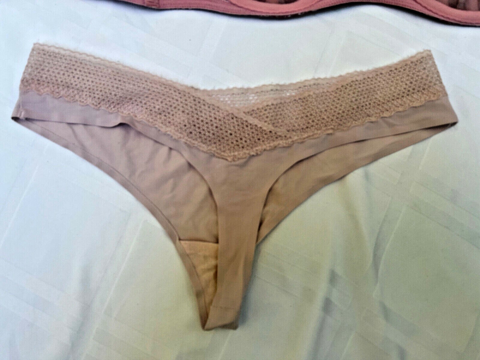 Vtg Victorias Secret Bra Satin Pink Brocade Textured Leaf Y2K + Free Panty M 36C