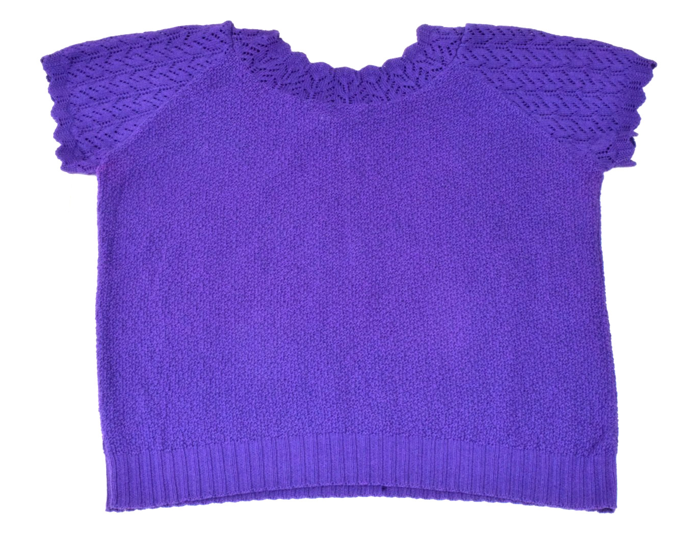 Vintage Sweater Top Carly Blake Size L 90s Grape Purple Cotton Scalloped Trim