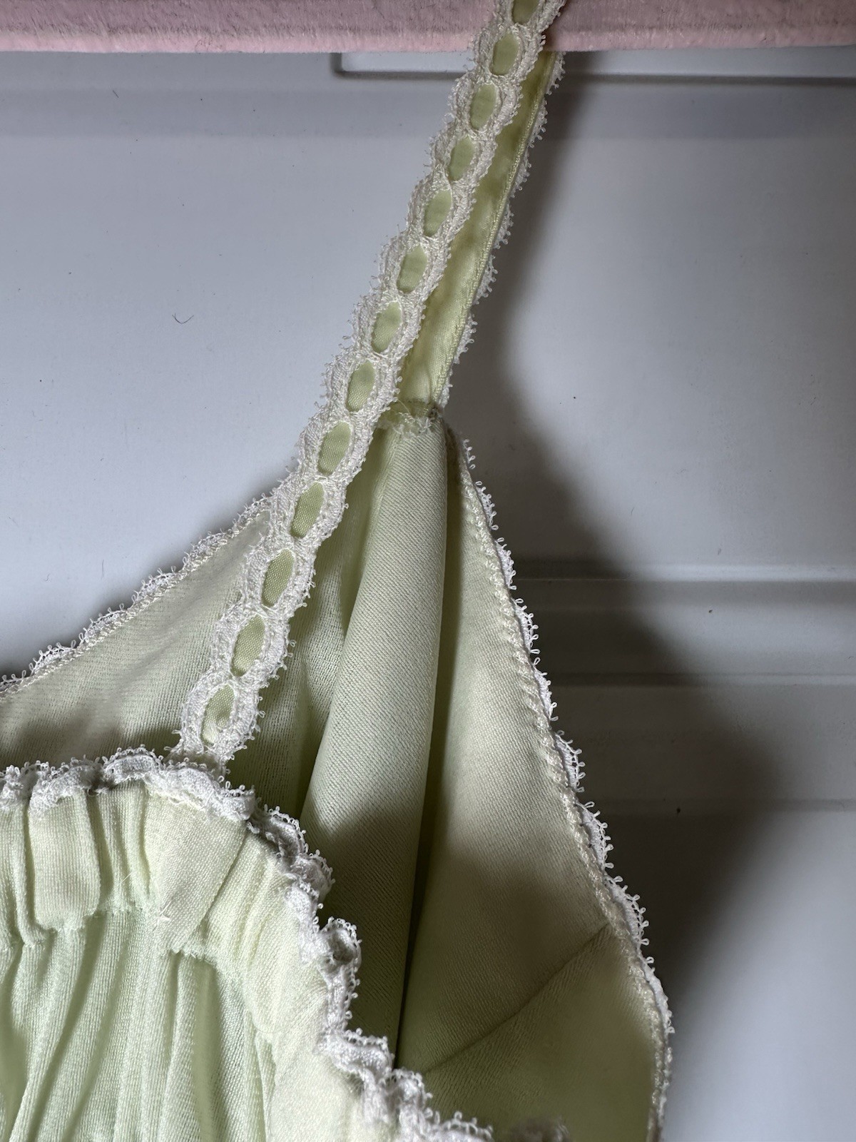 Vintage Vassarette Crepelon Nightgown Slip Lingerie Nylon Full Length Green