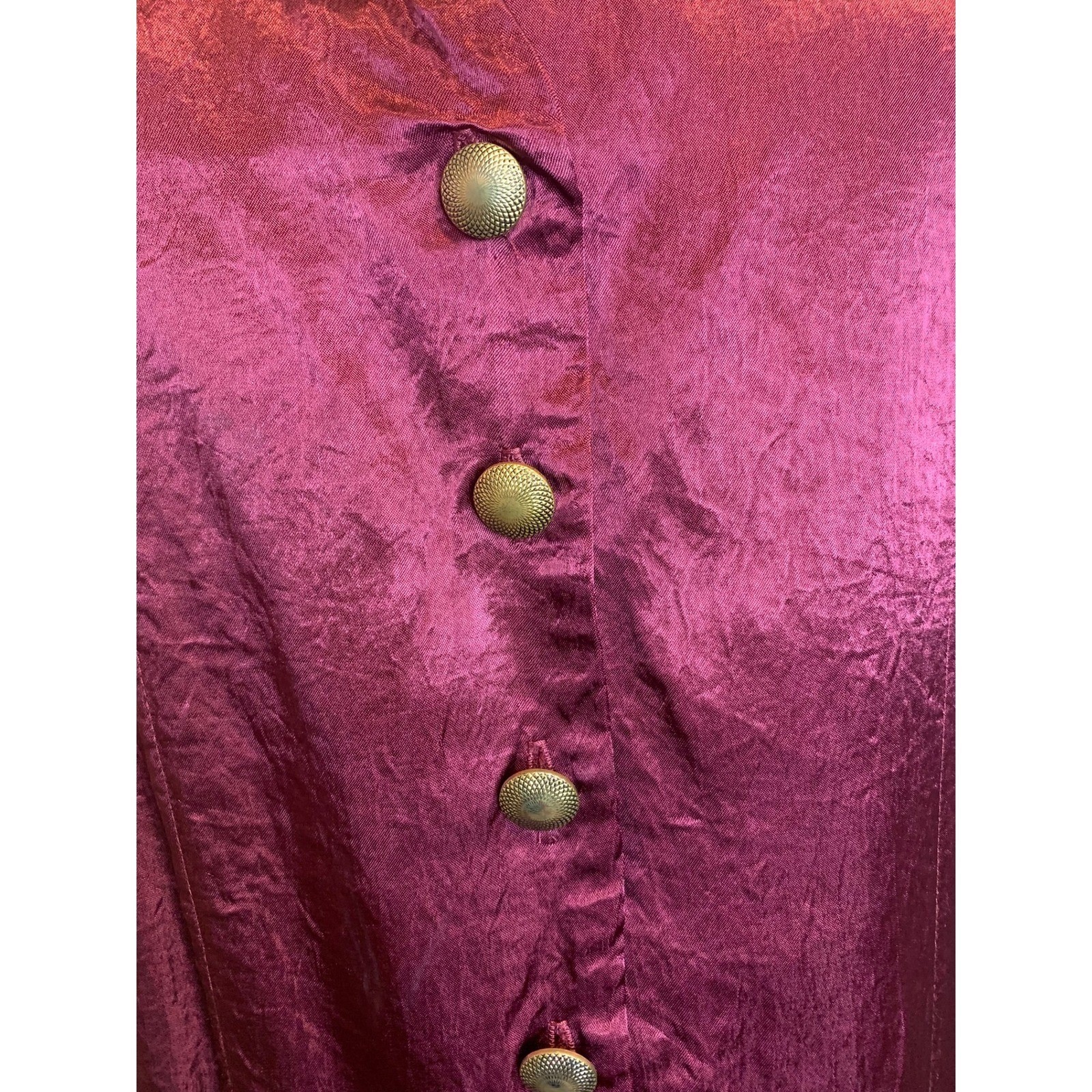 Vintage 80s Sequel Burgundy Button Front Tunic Top S/M