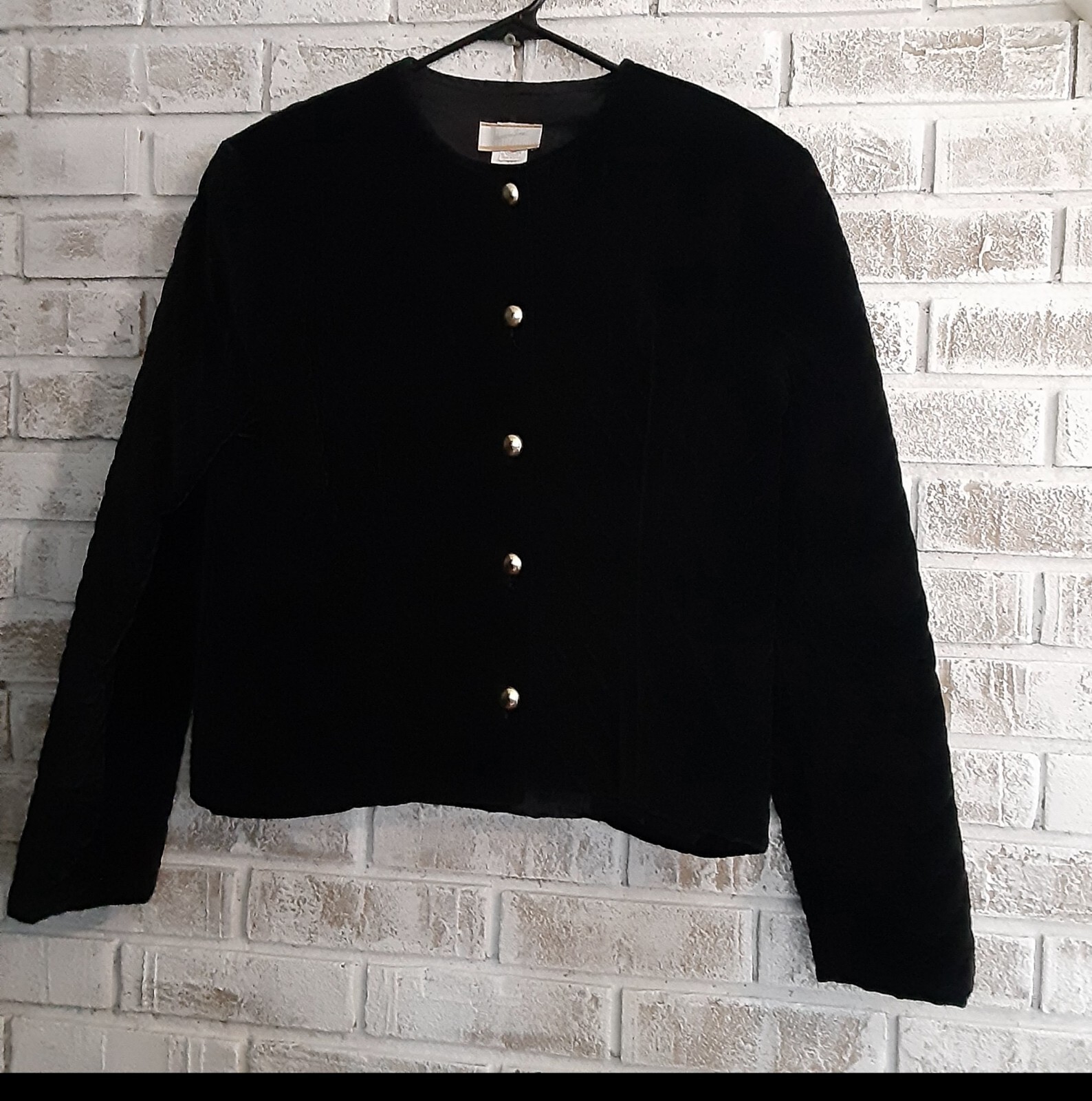 Vintage Jaqueline Ferrar Velvet Quilted Blazer U.S.A. Black Classic