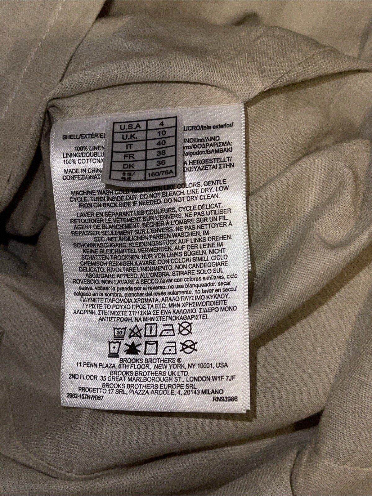 Brooks Brothers linen Dress Sz 4 Cream Color NWT