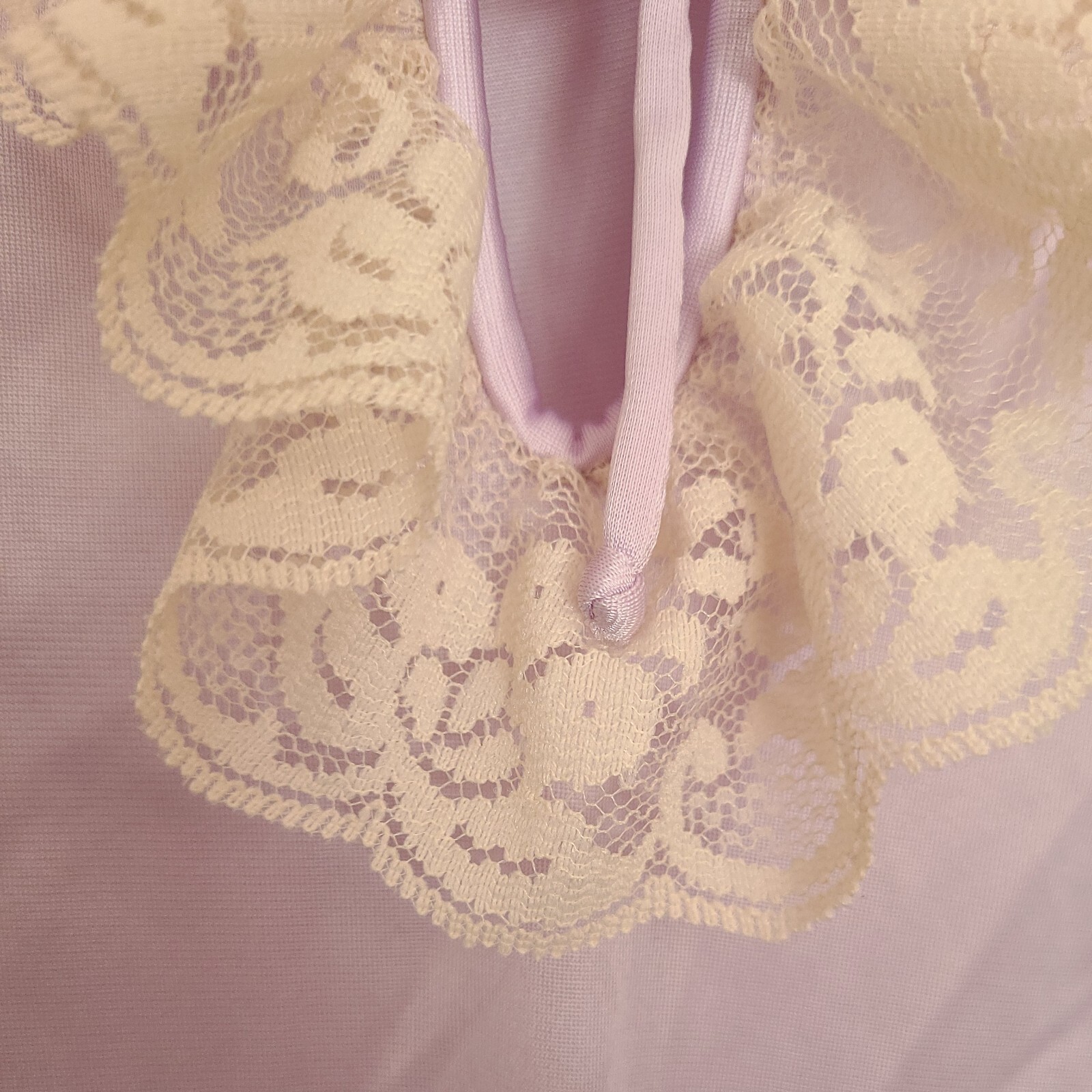 Vintage Jenelle Of California Sheer Nylon Nightgown Lace V Neck Tie Back