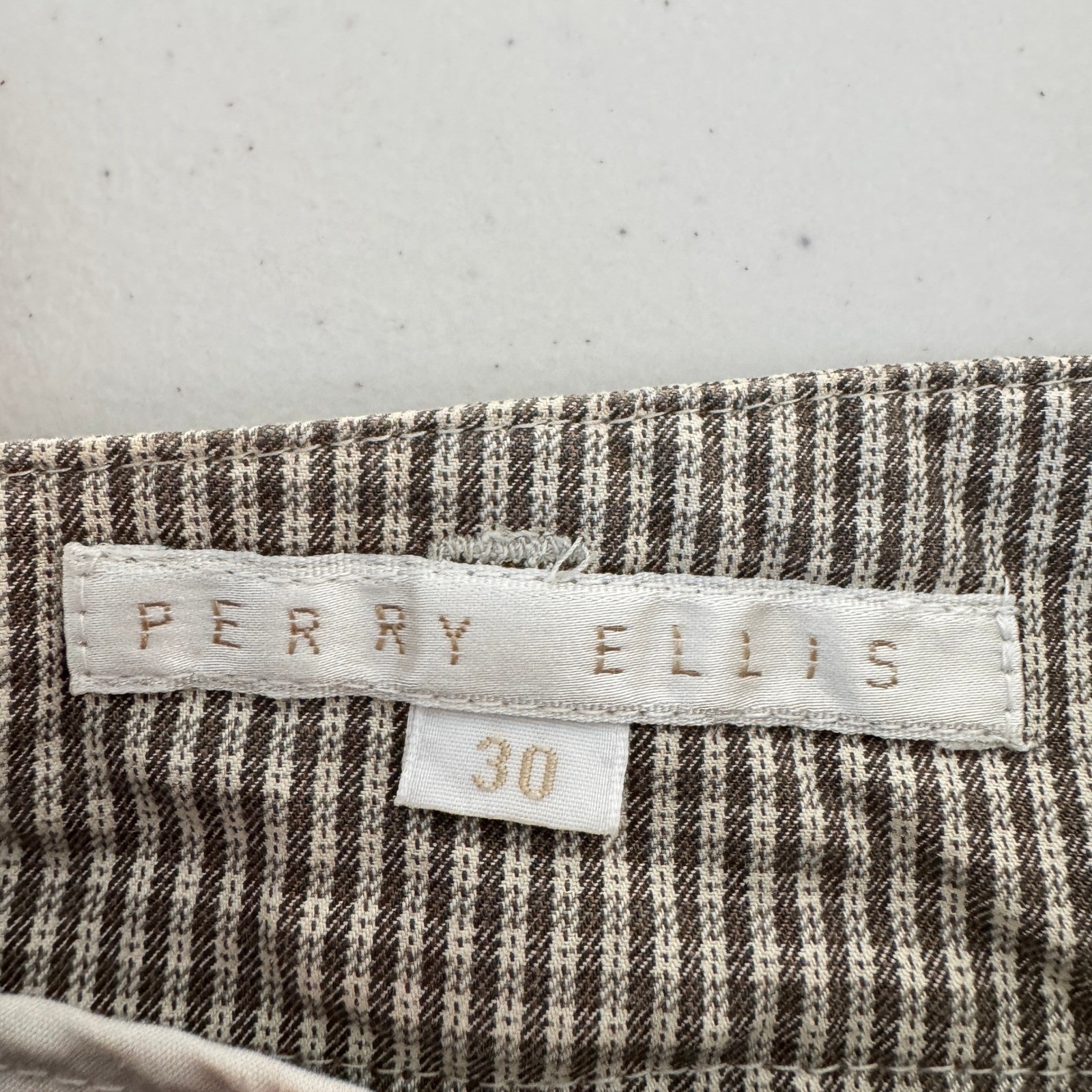 Vintage 90s Perry Ellis Trousers Womens 30 Cotton Pleated Gingham Dark Academia