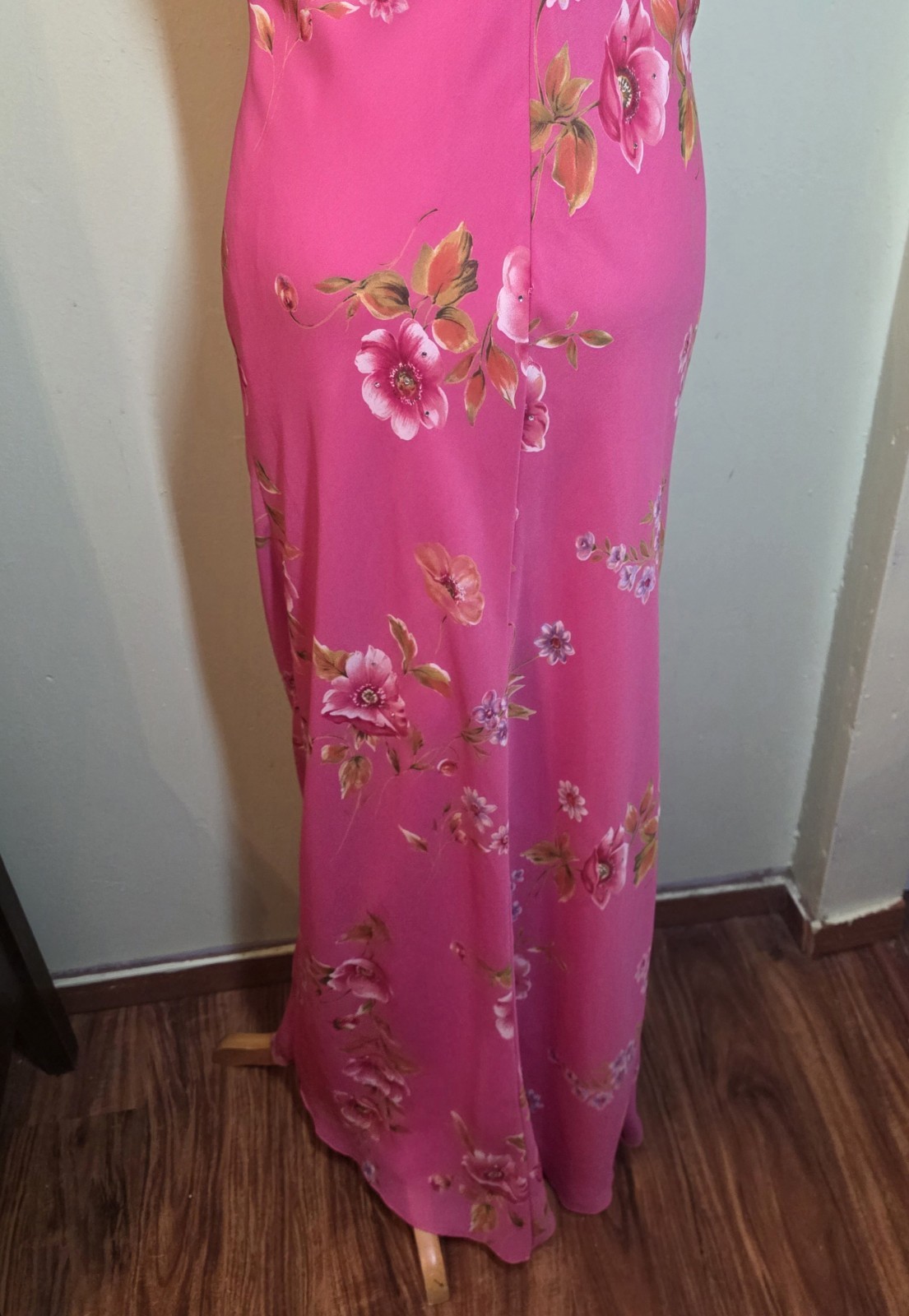 Y2K Niki Livas Slip Dress Sz 12 Cowl Neck Shear Overlay Gown Whimsigoth Fairy