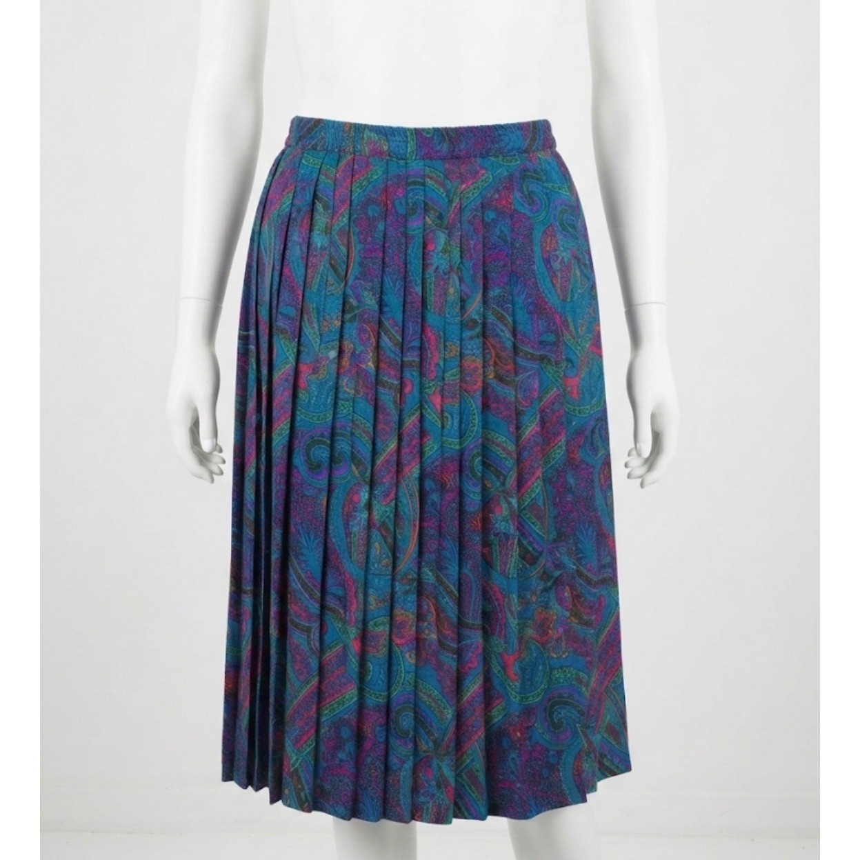 Vtg 80s 90s Alfred Dunner Pleated Midi Skirt 20 Paisley Whimsigoth Jewel Tone