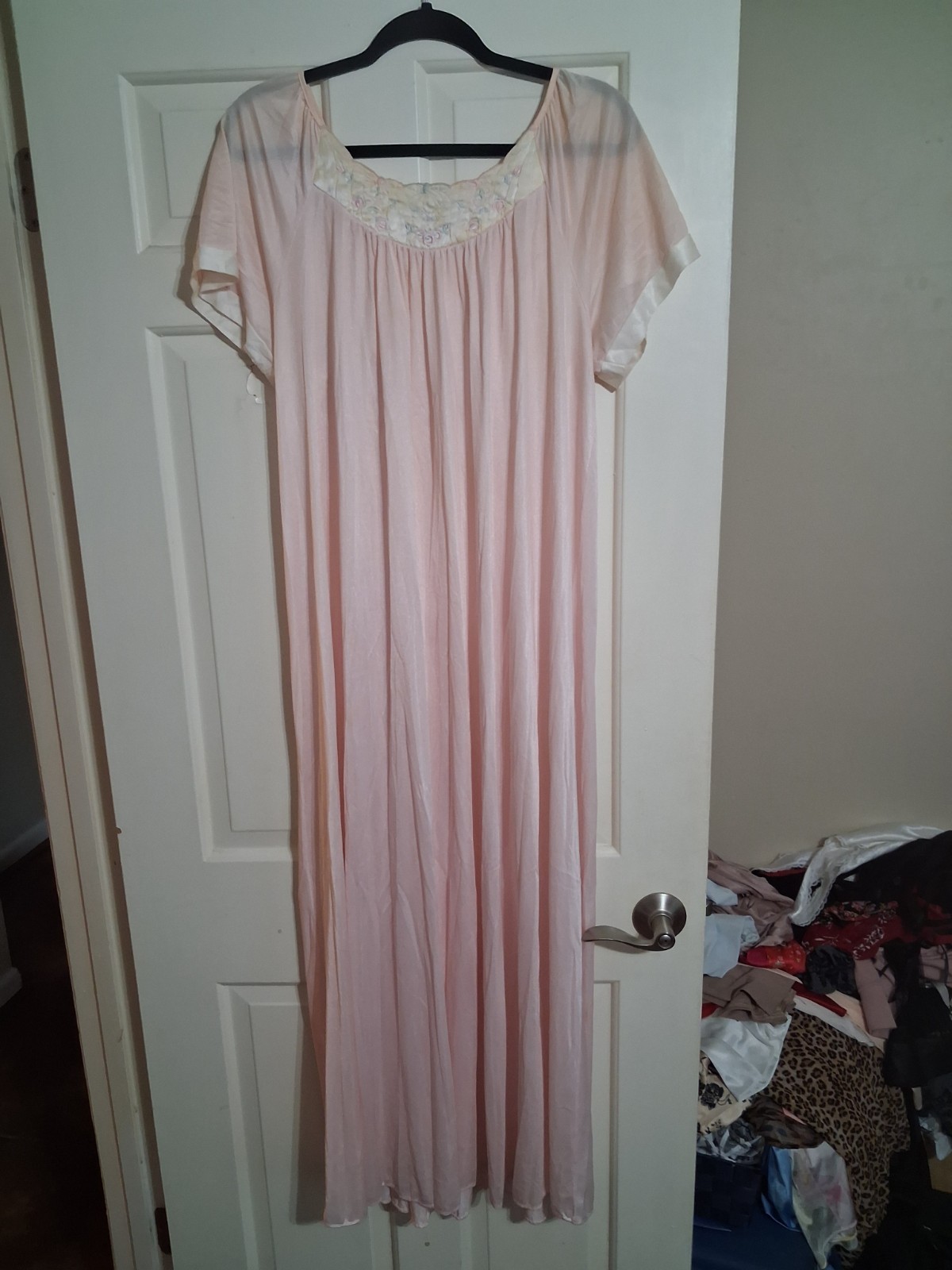 Sears One Size Fits All Nylon Pink Vintage Nightgown Very Soft