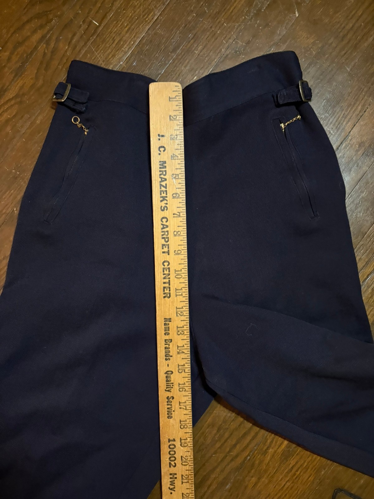 1940s Navy Alpine Ski Suit — Two-Piece Wool Gabardine Buckle Shearling Lined