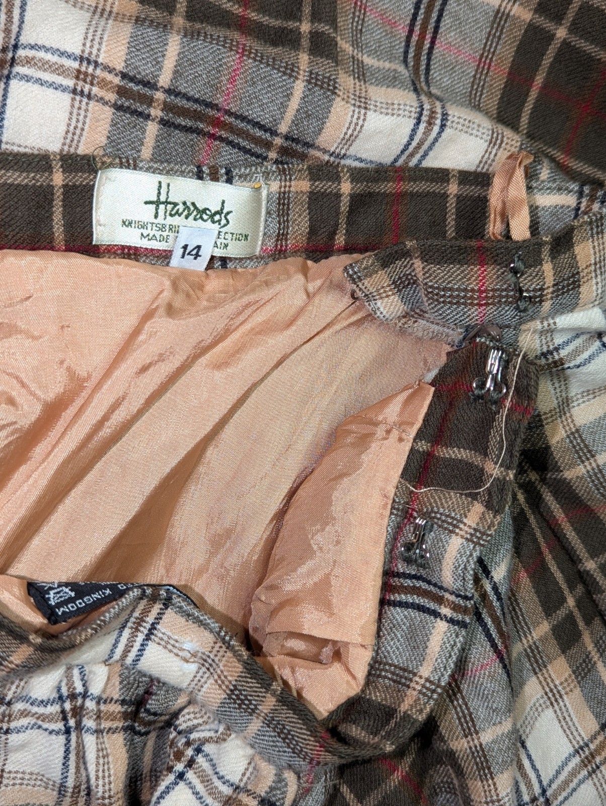 Vintage Harrod’s UK Wool Plaid Skirt Set Retro 60s 50s Academic Preppy
