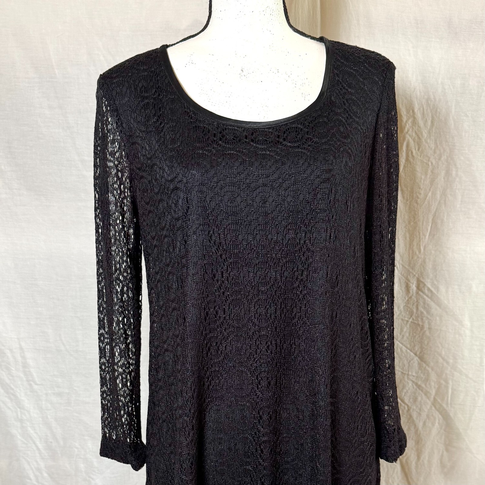 Harlow Vintage Dress Women’s Black Lace Cocktail Sz 12 Long Sleeve Sheath Lined