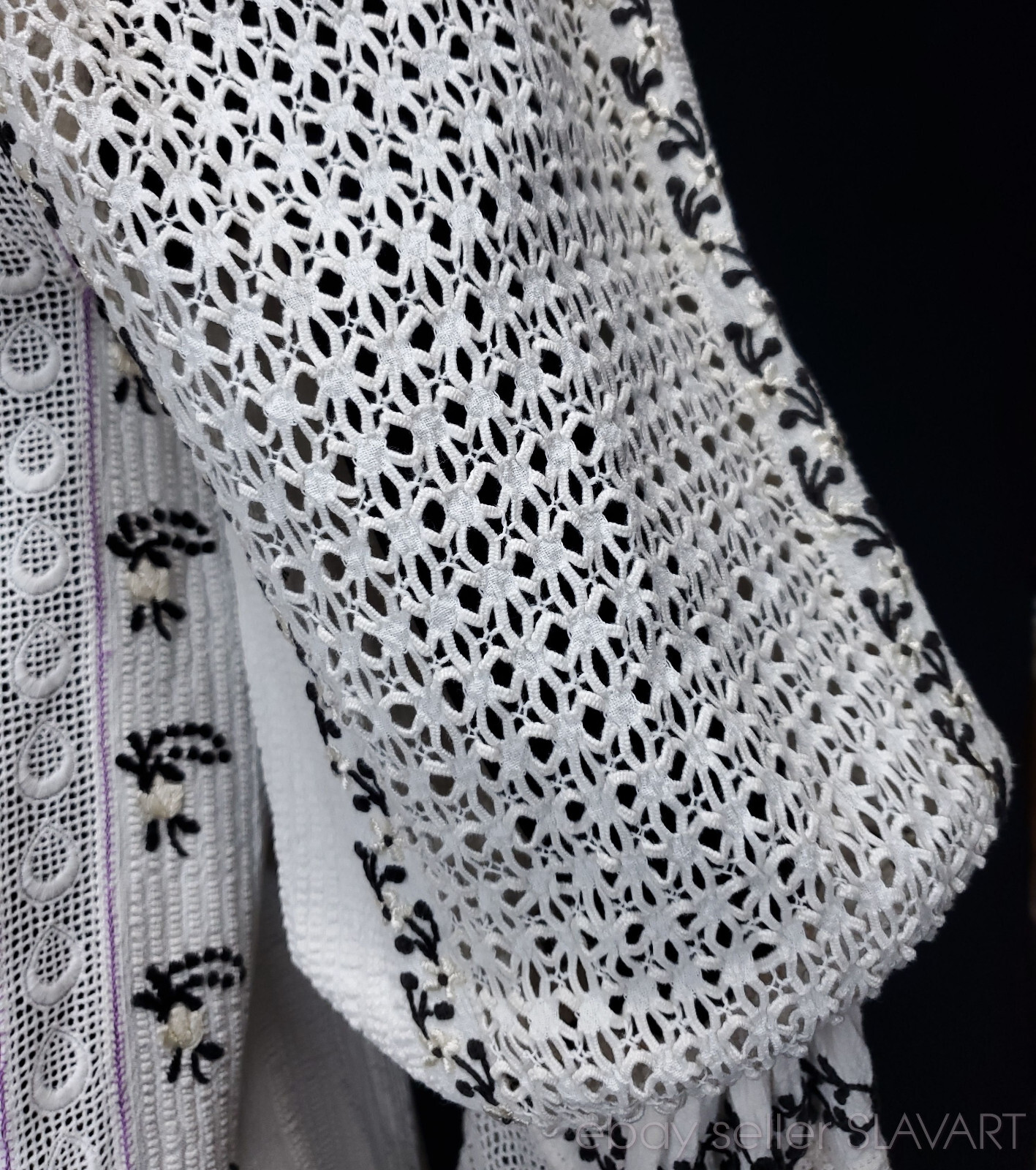 Embroidered Peasant Blouse ethnic folk costume Hungarian Croatian lace stylish
