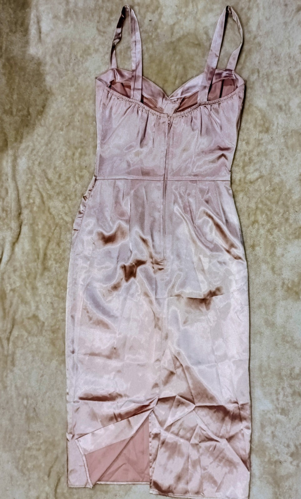 Stop Staring Glamorous Pink Satin Sheath Dress Sleeveless Vintage Elegance Sz S
