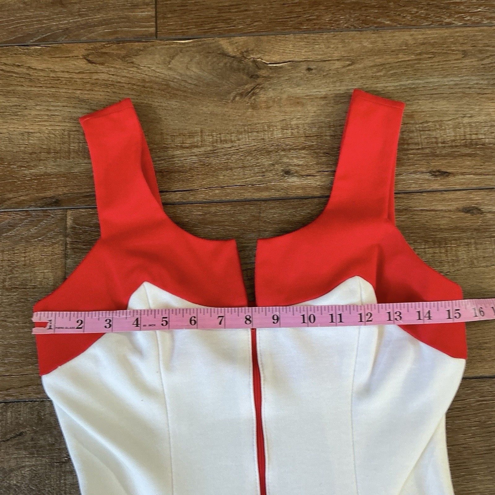 VINTAGE Riha Santa Barbara Tennis Dress Red White Zip Size 9/10 Colorblock #1602