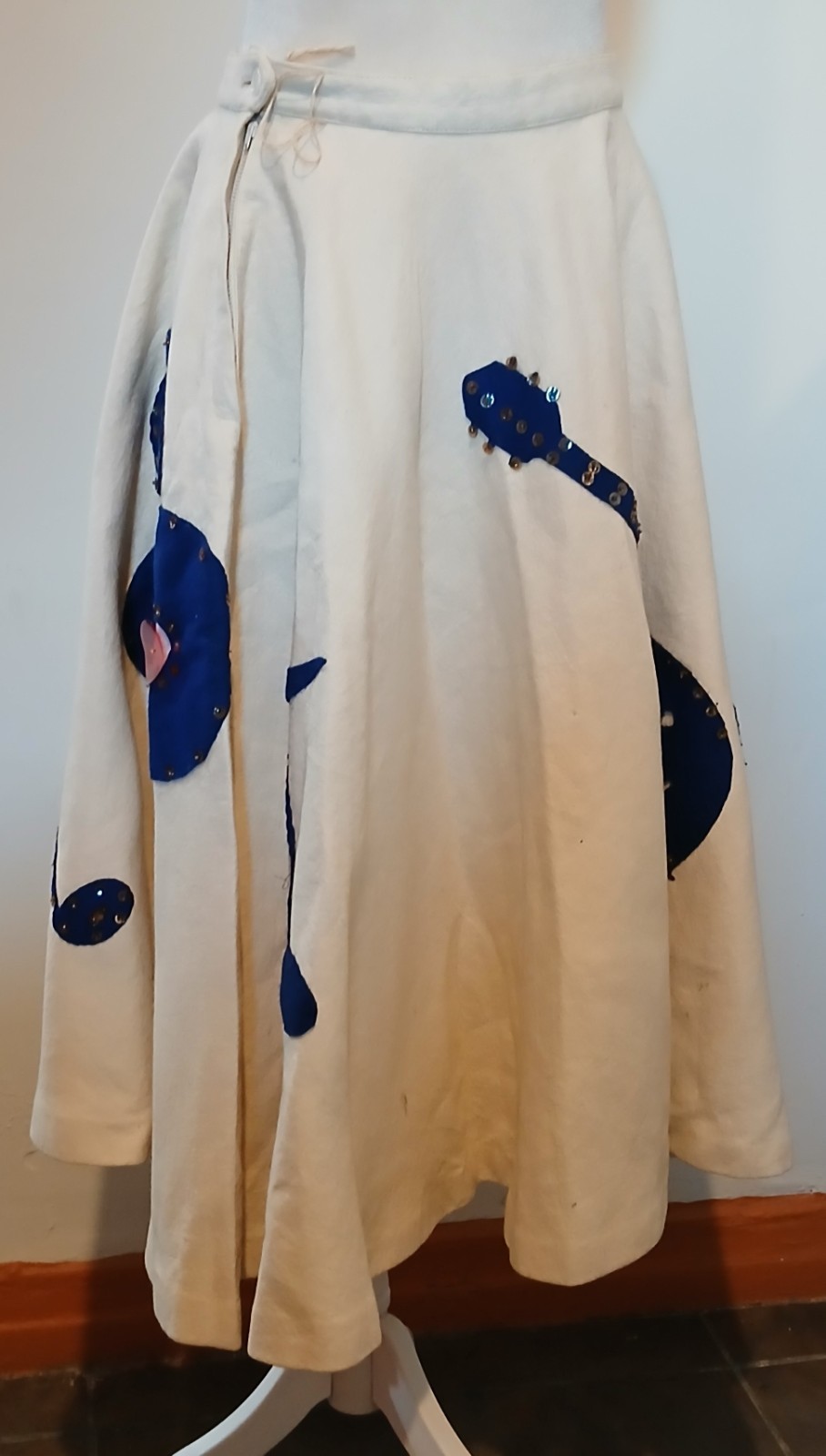 VTG 50s Rare Felt Rock N Roll Themed Circle Skirt w Music App By Rosecrest NY, S
