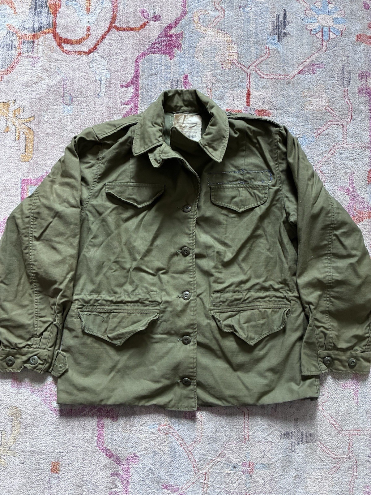 Alpha Industries Vintage 70s Womens Military Field Jacket Olive Green 14R OG-107