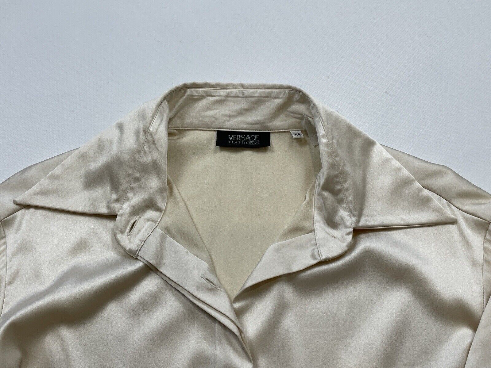 Vintage Versace Classic V2 Silk Shirt Ivory Blouse Top Size 44