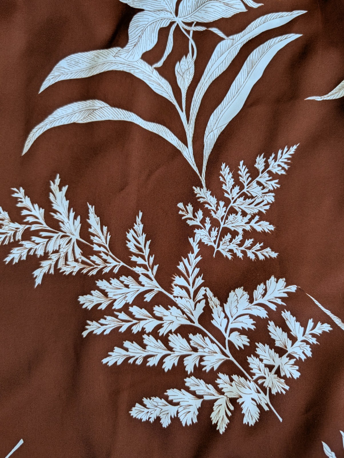 Vintage 70s 80s HAWAII NEI Honolulu Honeymoon Set Brown White Botanical Print 10