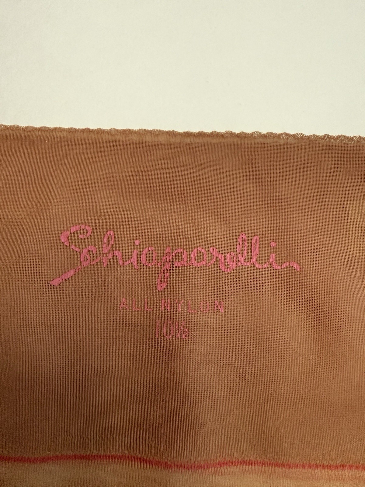 Vintage Schiaparelli Seamless Flat Knit Stockings Bare Heel 2 Pairs