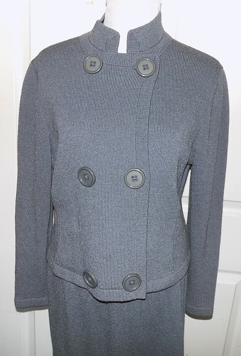 Vintage Gray Knit Double Breasted Suit Don Sayres for Wellmore Size 10 B40