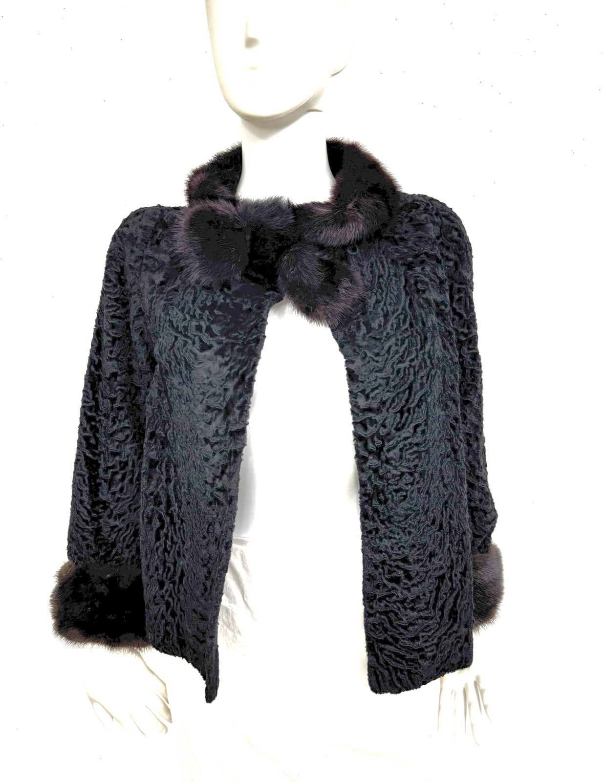 Revillon For Saks 5th Ave Natural Russian Swakara W Natural Mink Jacket Fits S