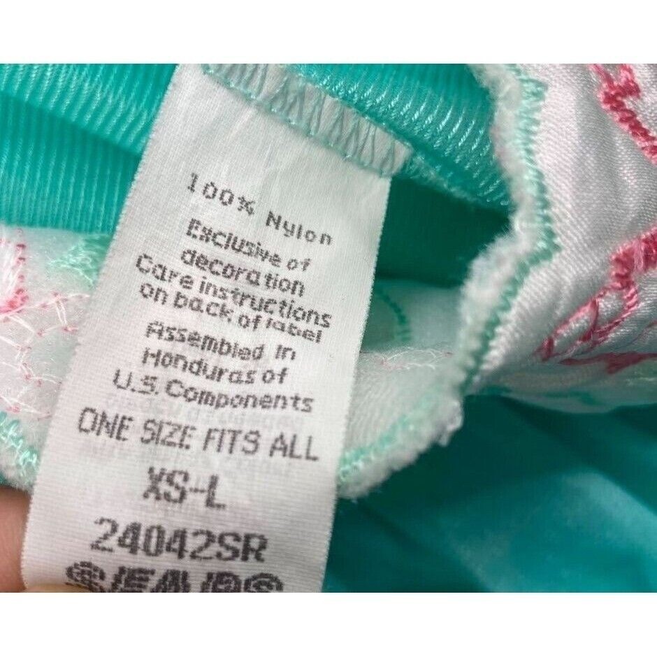 Sears Vintage Carriage Court Nightgown Sz XS – Large Teal Blue Nylon Embroidered