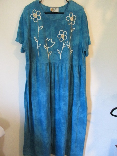 Copa Cabana Vintage Tie Dye Crochet Flower Dress No Size Tag Fits Like A 2X