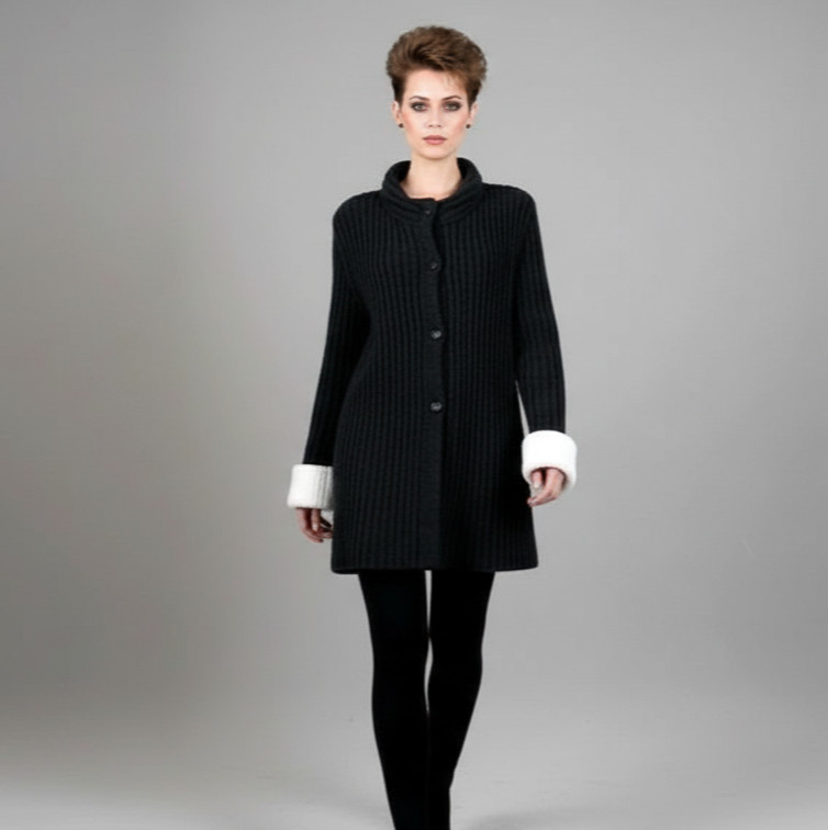 GIORGIO GRATI knit VINTAGE pure70/80 Jacket Paletot wool-angora charcoal sz U