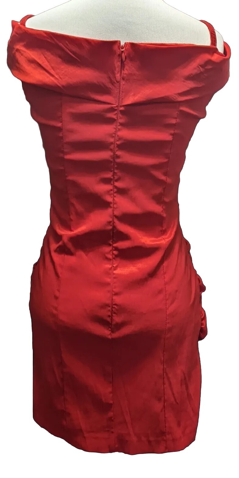 Vintage Let’s Fashion 80s Party Prom Formal HOCO Red Ruffle Dress Size S