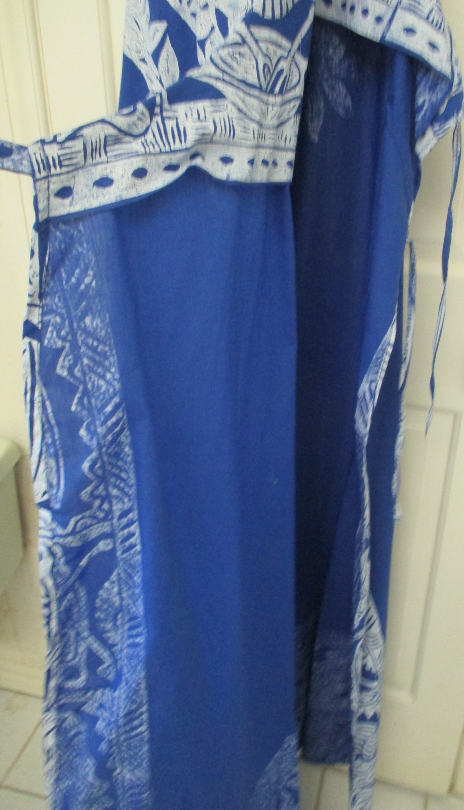 MCM 1970s AUSTRALIAN INDIGENOUS COTTON BLOCK PRINT DRESS ONE SIZE HAND DYED NOS