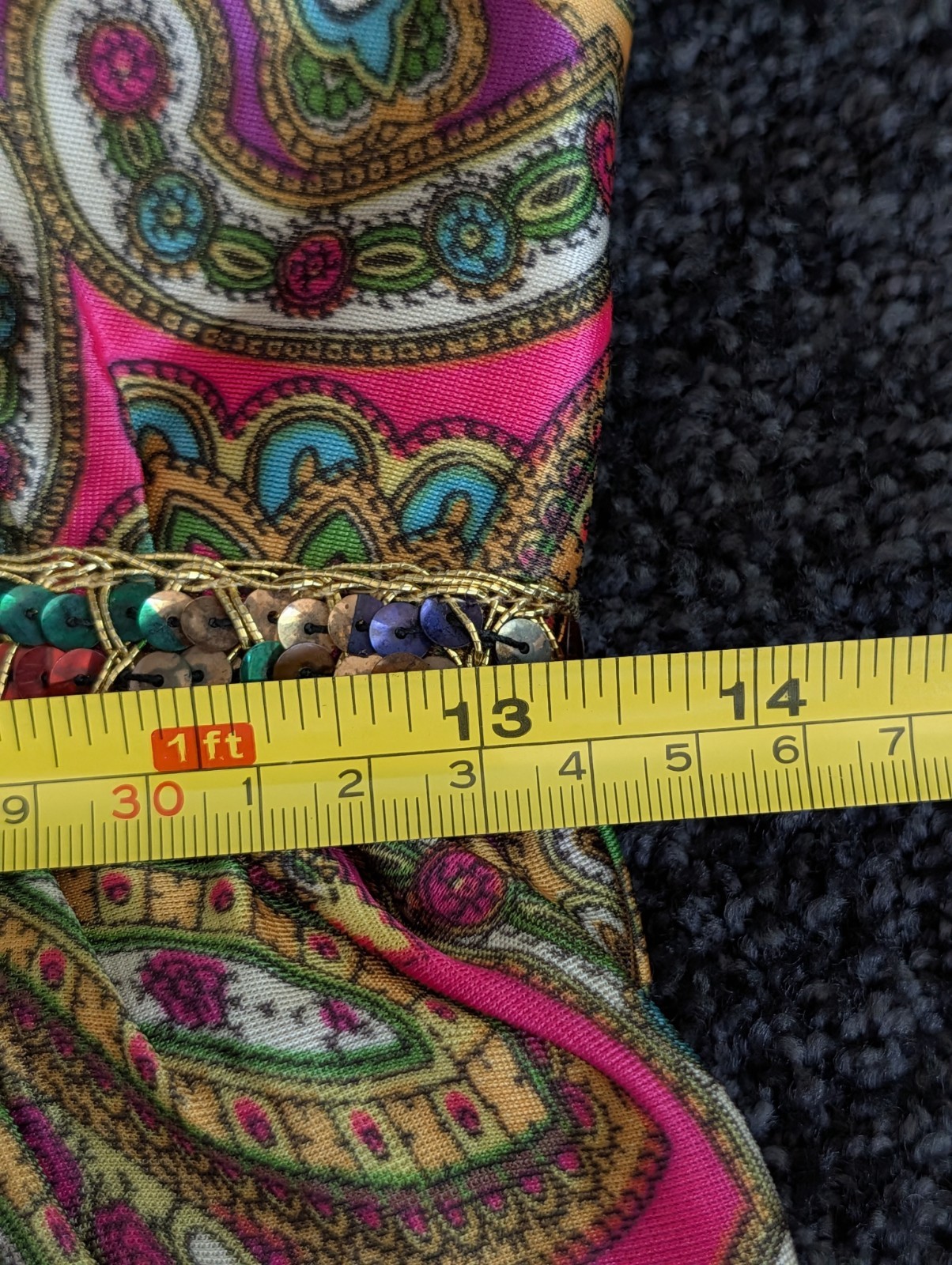 Vintage Vibrant Neon Paisley Jumpsuit Palazo Legs Sequins Psychedelic 1960s Smal