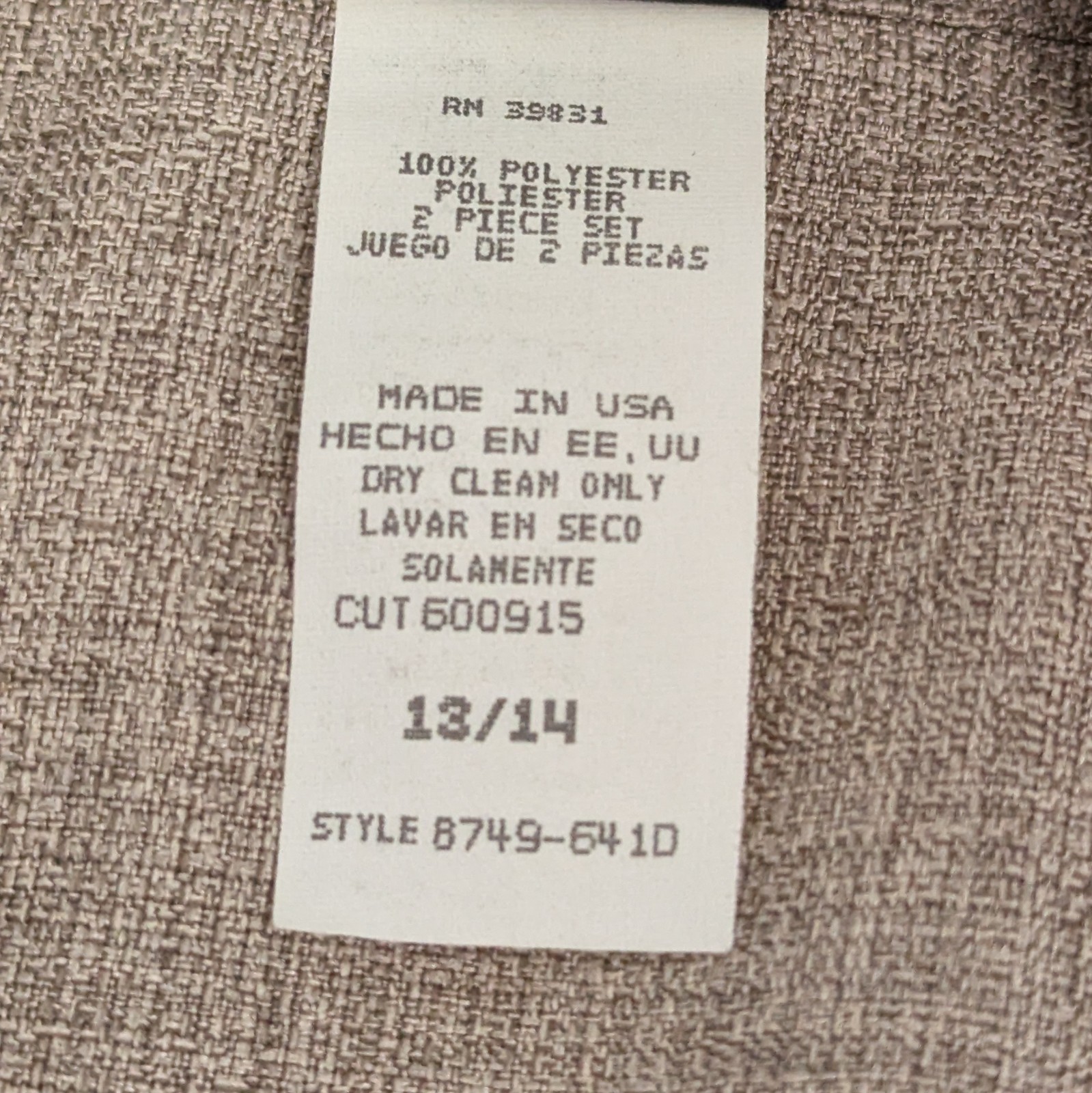 Vintage My Michelle Sleeveless Dress Long Jacket Set Jr Sz 13/14 Tan Timeless