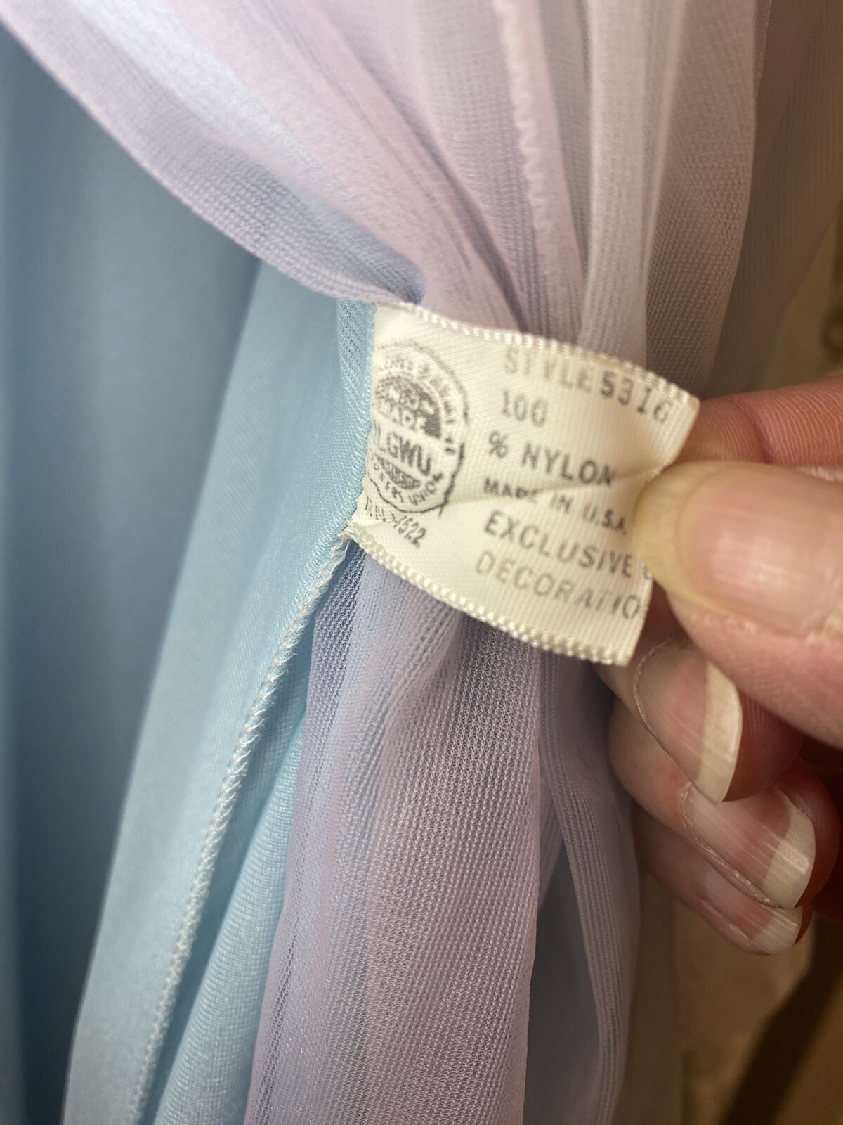 Vintage Cheoette 2 tone 2 layer Chiffon Peignoir Robe Med Blue & Purple