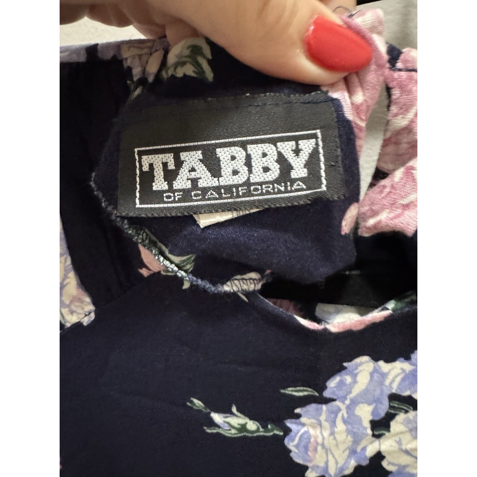 Vintage tabby of california Midi Navy Floral Size 8 Made In USA