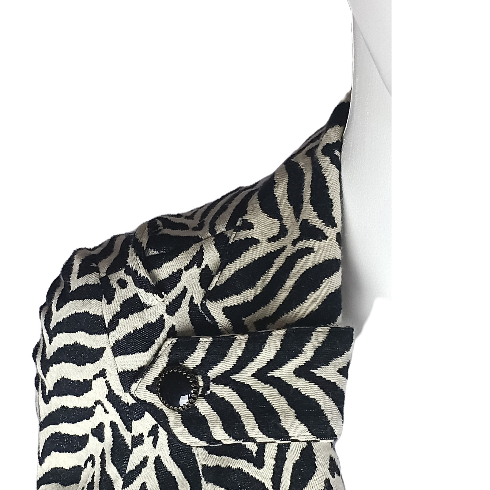 VTG DIANEvonFURSTENBERG ROCKAJILLY Black Brown Cream Zebra/Chevron Blazer W Sz 2