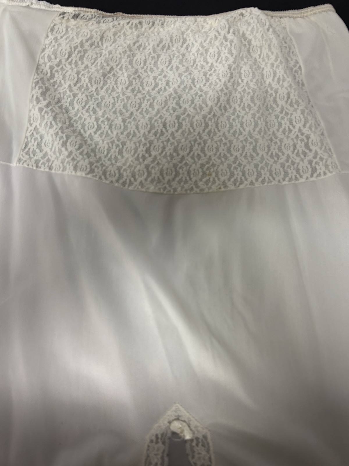VTG 60’s Maternity Women’s M/L 34″ Waist Stretch White Skirt Slip Lace Hem EUC