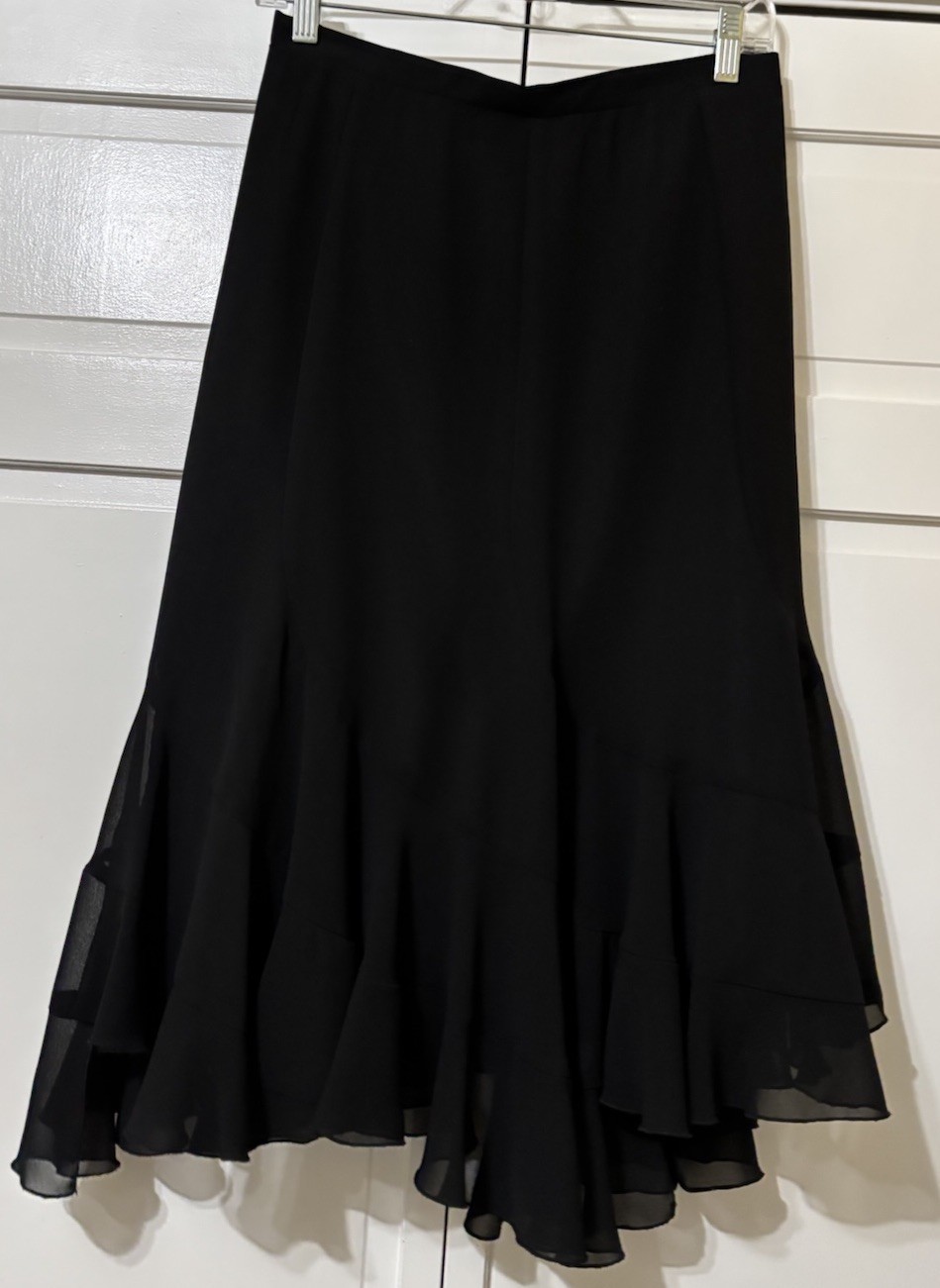 Vintage Onyx Nite Y2K Whimsigoth Fairy Asymetrical Midi Black Chiffon Skirt M