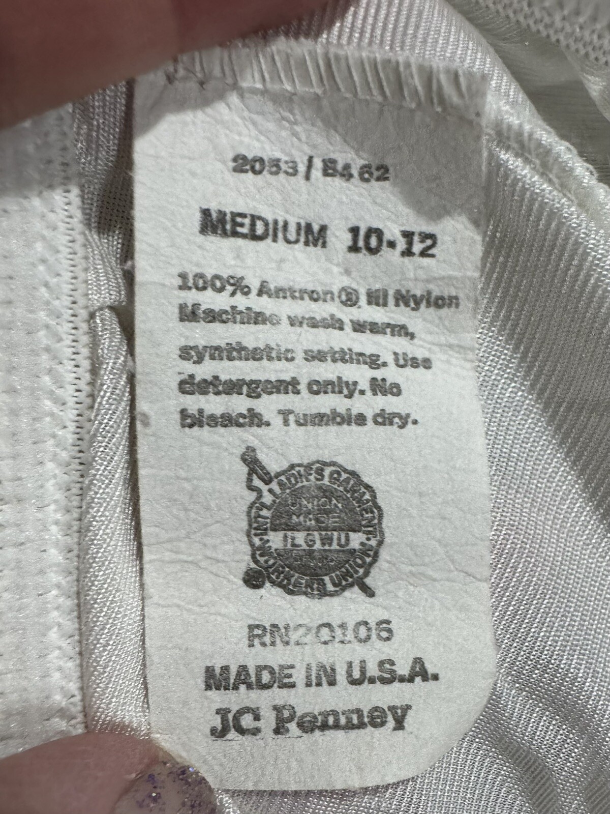 Vintage JC Penney White Half Slip Size Medium 100% Antron Nylon Lace Trim EUC