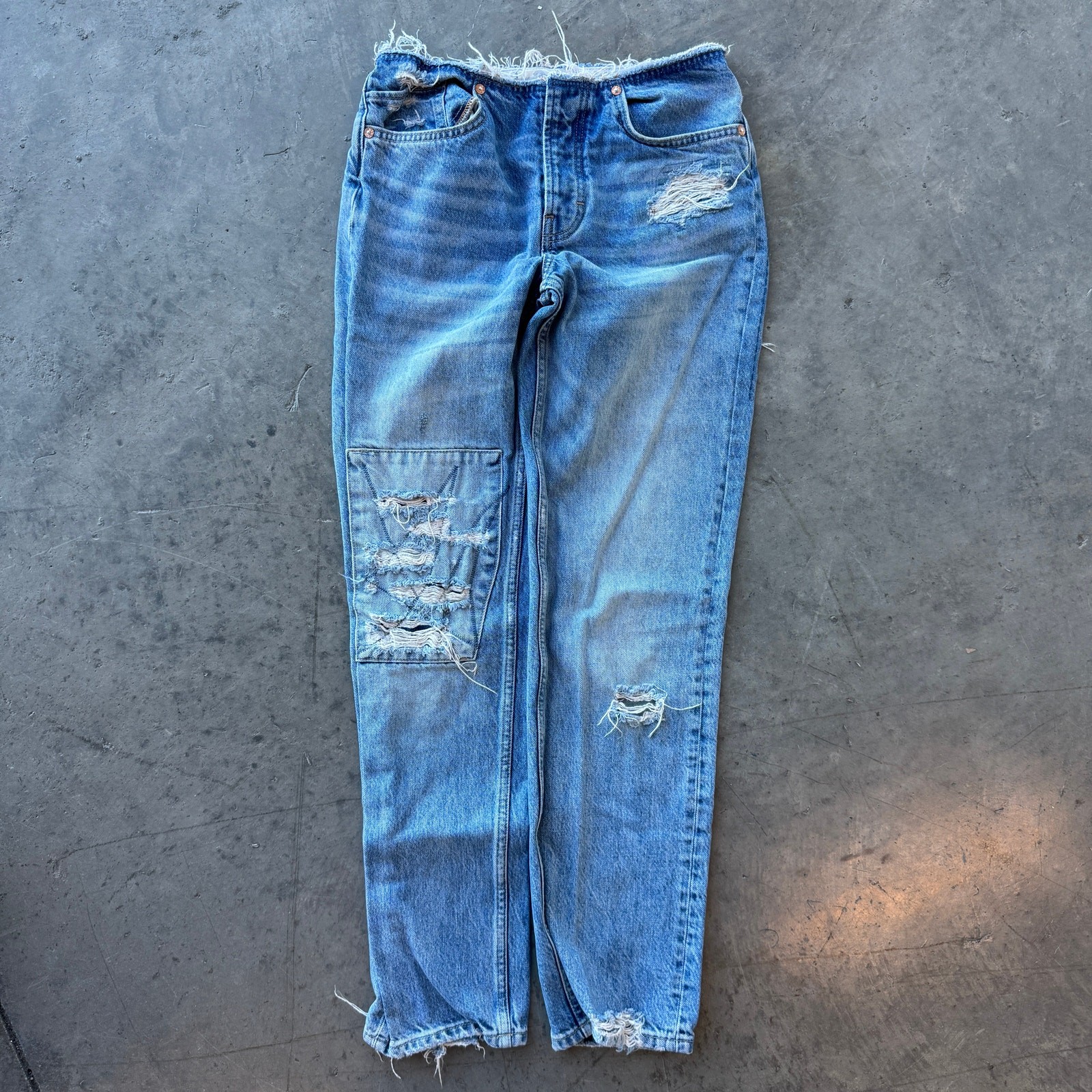 Vintage Y2K We The Free People Low Rise Distressed Straight Leg Cotton Jeans 24