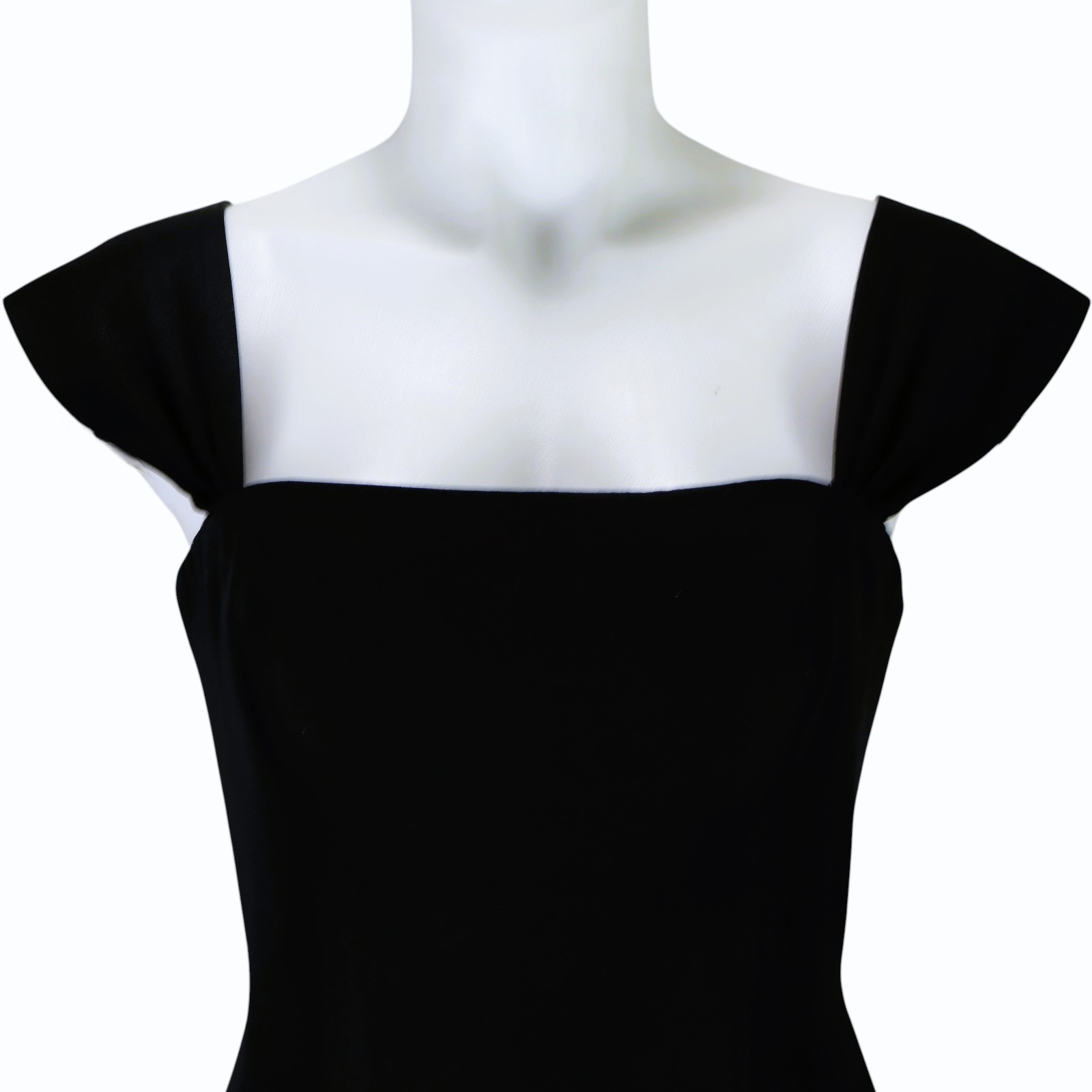 Vintage En Francais Huey Waltzer Black Sheath Dress Sz 12 Square Neck Wide Strap