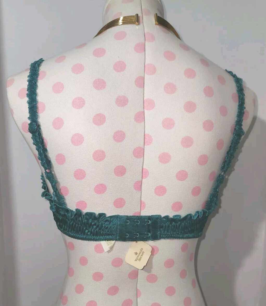 Vintage Victoria’s Secret Gold Label CROWN Bra 36C Made in USA- NWT – Teal Green