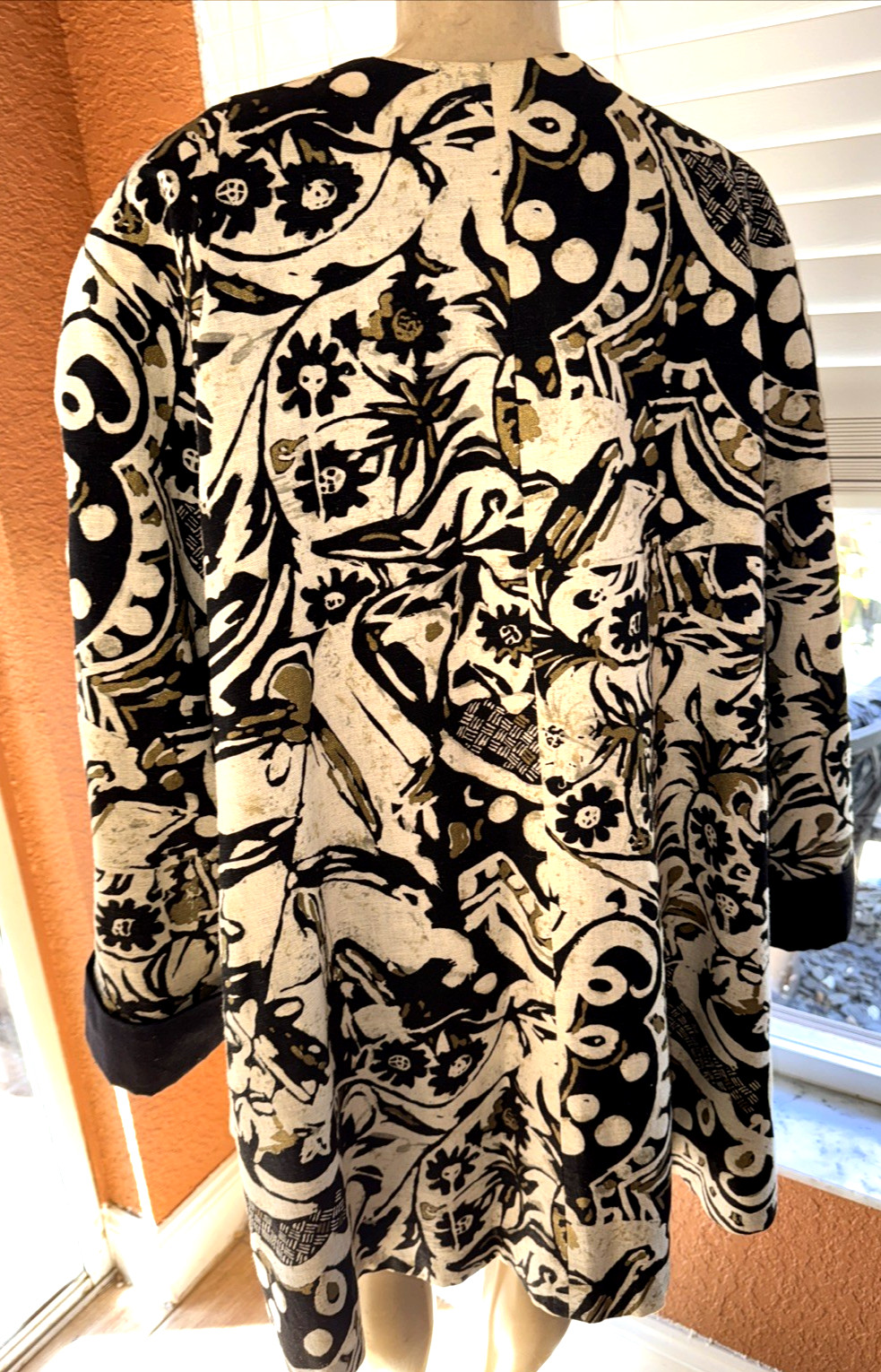 Vintage Chad Stevens Artsy Blazer Black & Beige Swing Blazer 22W pl