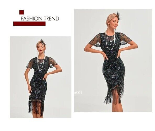 1920s Flapper Dress Women’s Great Gatsby Color Sequin Tassel 20s Party Dress
