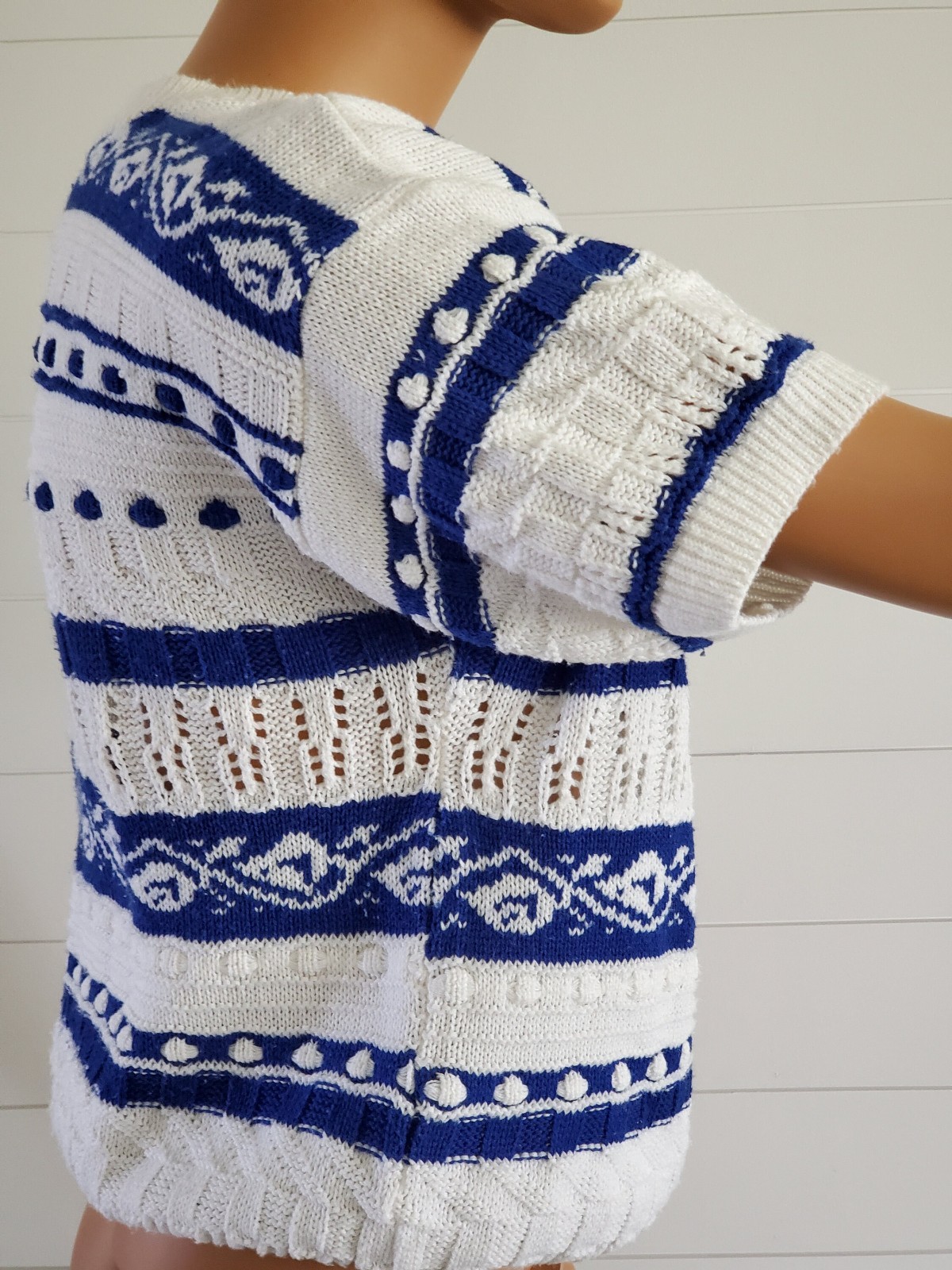 Vintage 90s Knit Sweater, Medium Granny Chic Scandinavian Vibes Short Sleeve
