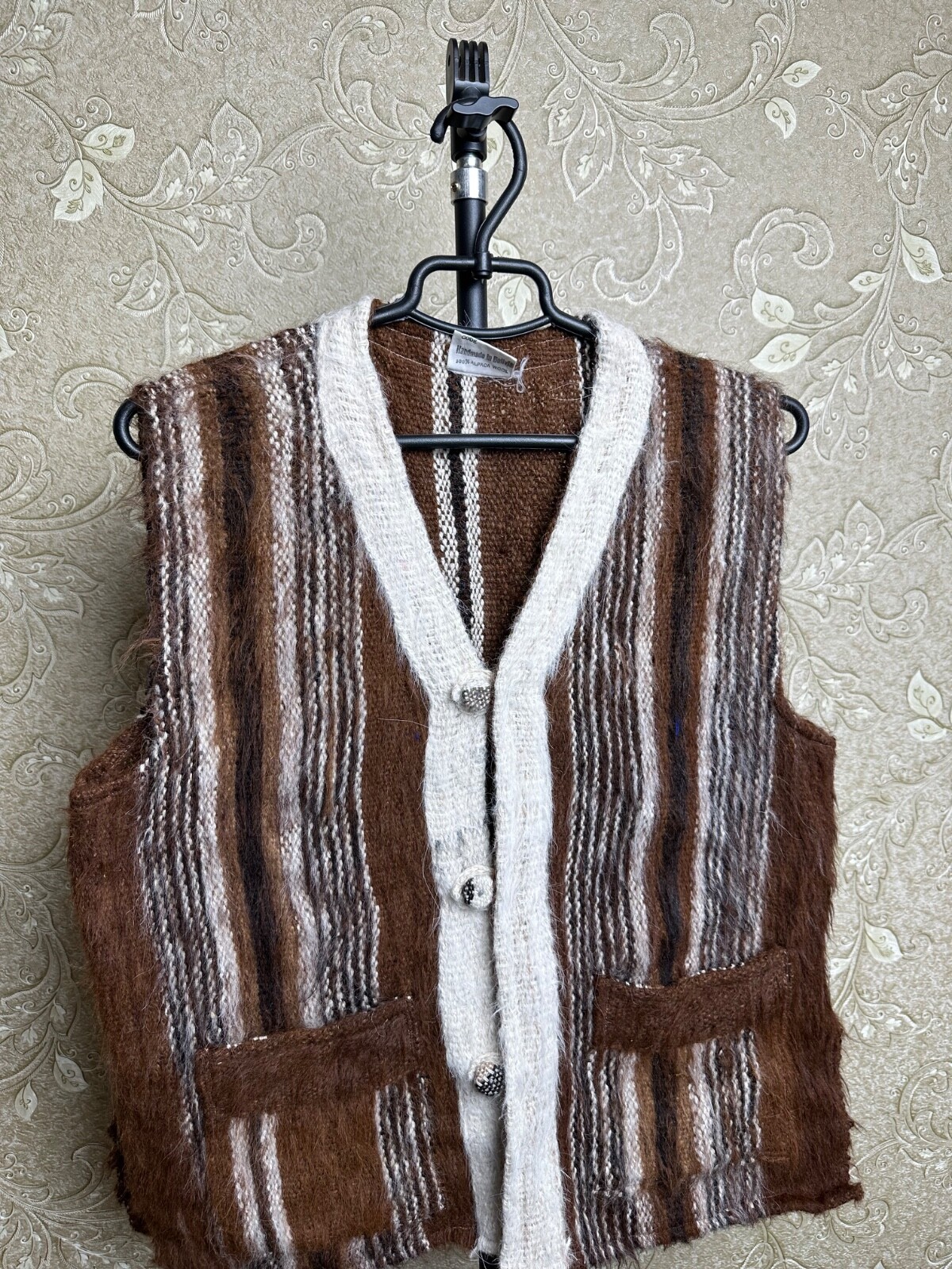 Vintage 80s Alpaca Vest Antati Mr Handmade in Bolivia Brown Unisex Size S-M