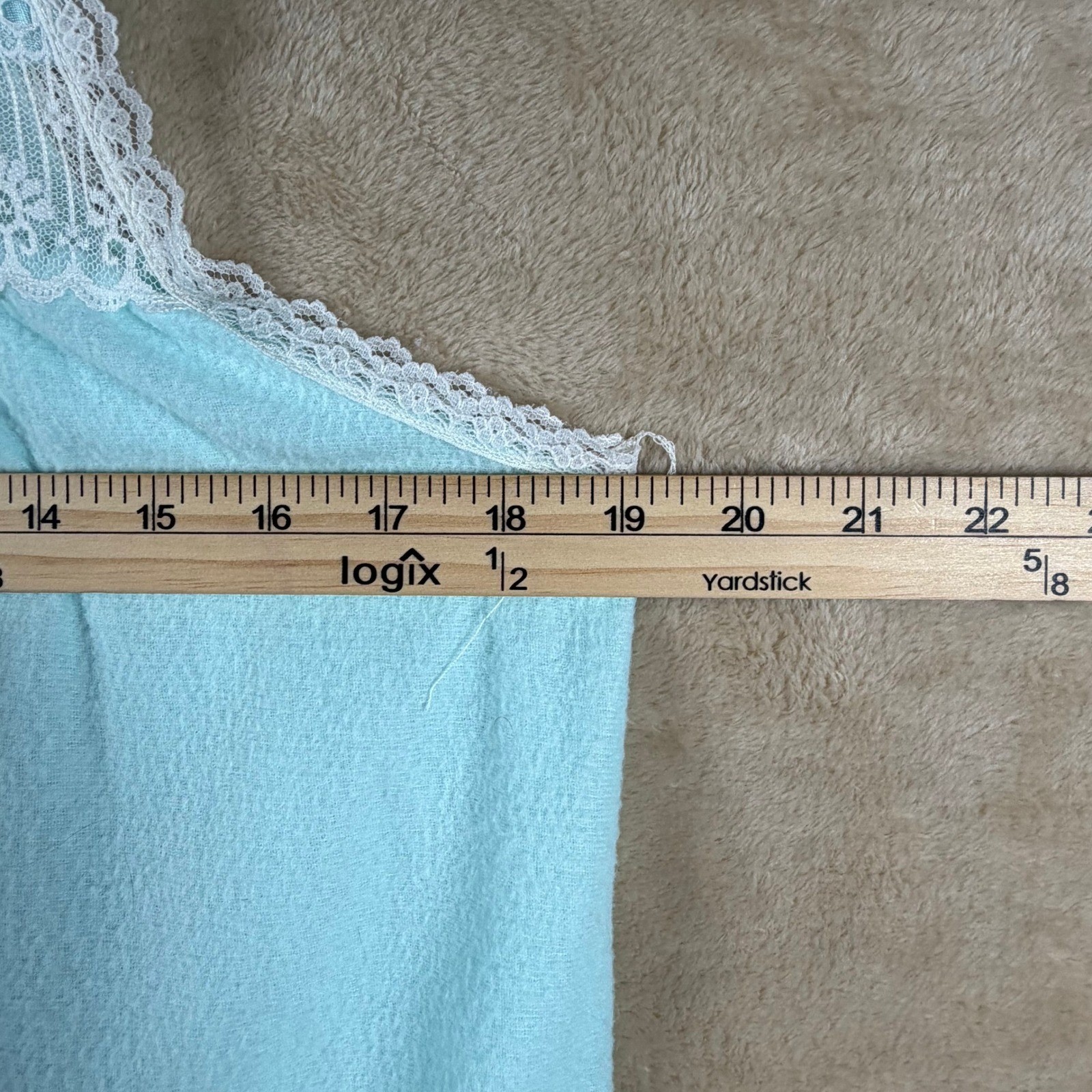 Vintage Glencraft Lingerie Nightgown Small Mint Blue Lace Trim Union USA Made