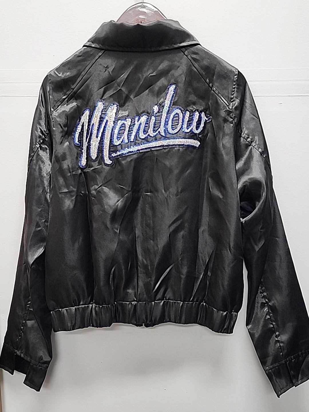 Vintage Barry Manilow Sequins Black Lightweight Jacket XL Rare