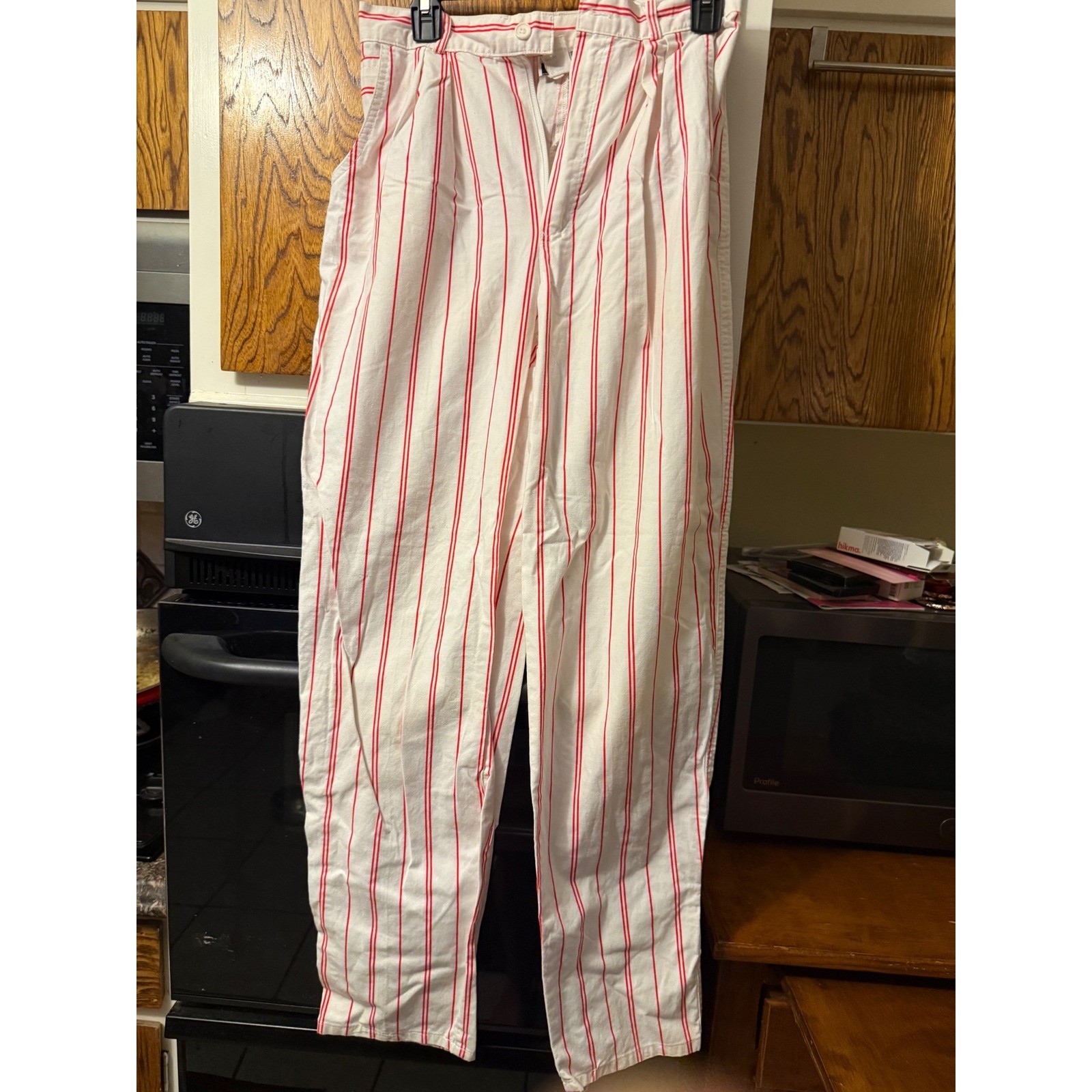 Vintage Bobbie Brooks Red White Striped High Waisted Pleated Pants Cotton 13/14
