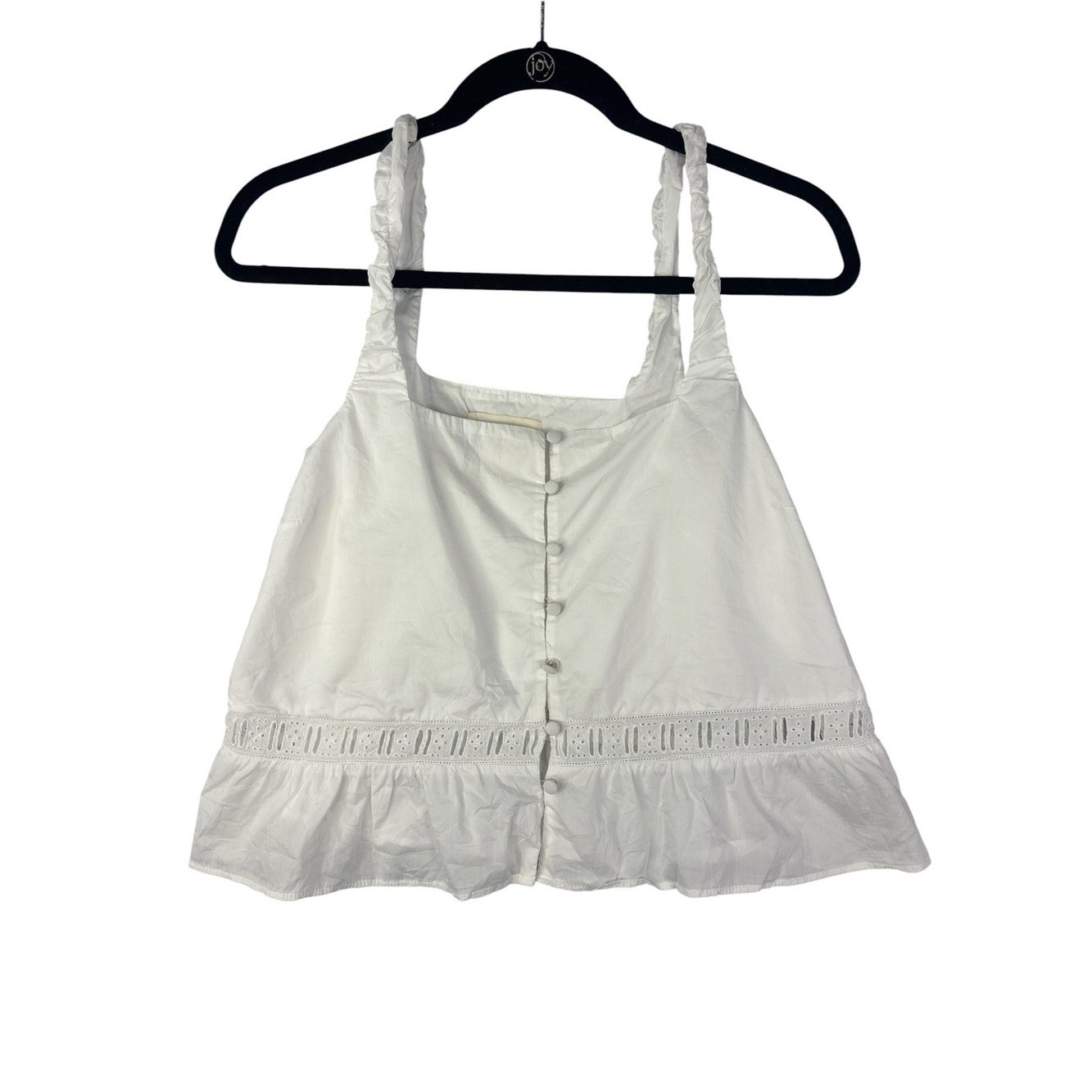 Djerf Avenue White Eyelet Button-Front Camisole